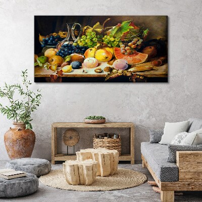 Schilderij op doek Stilleven met fruit en een vat