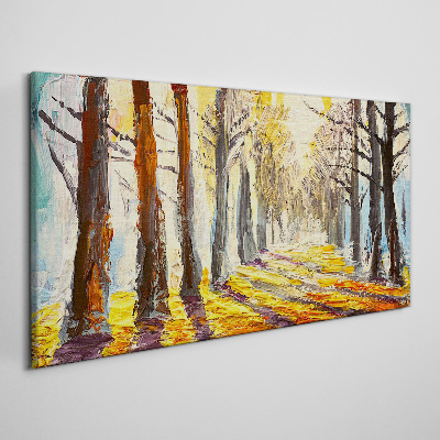 Schilderij op doek Herfstlaan met bomen