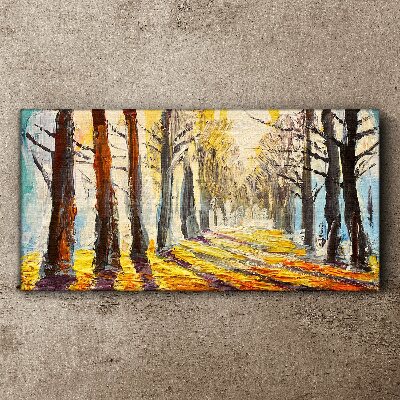 Schilderij op doek Herfstlaan met bomen