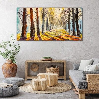Schilderij op doek Herfstlaan met bomen