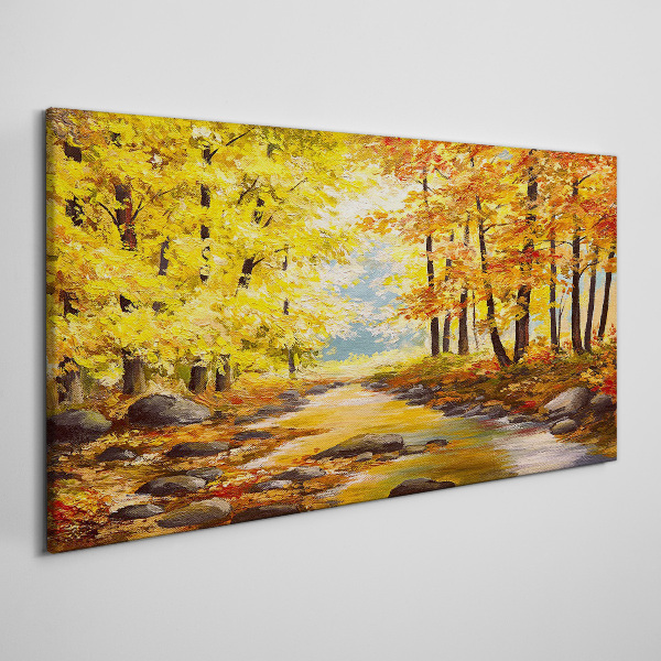 Foto op canvas Herfstlandschap met een rivier