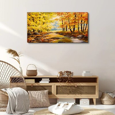 Foto op canvas Herfstlandschap met een rivier