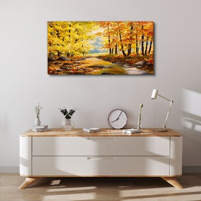 Foto op canvas Herfstlandschap met een rivier