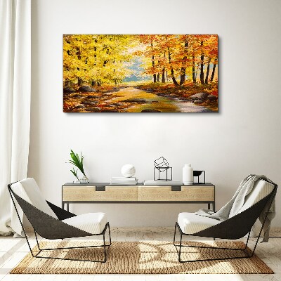 Foto op canvas Herfstlandschap met een rivier