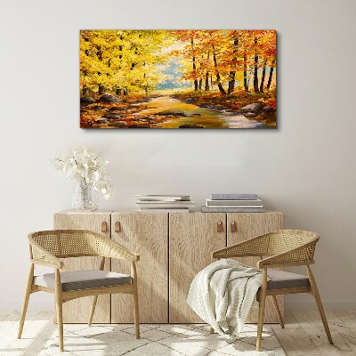 Foto op canvas Herfstlandschap met een rivier