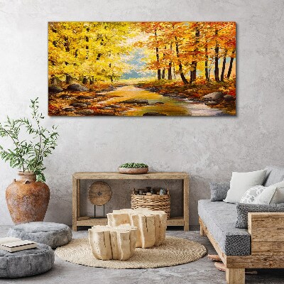 Foto op canvas Herfstlandschap met een rivier
