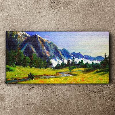 Canvas schilderij Berglandschap in lentekleuren
