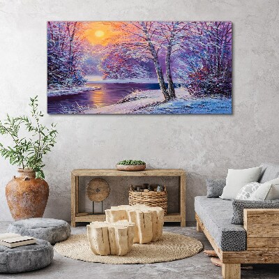 Schilderij op doek Winterlandschap in de ochtend