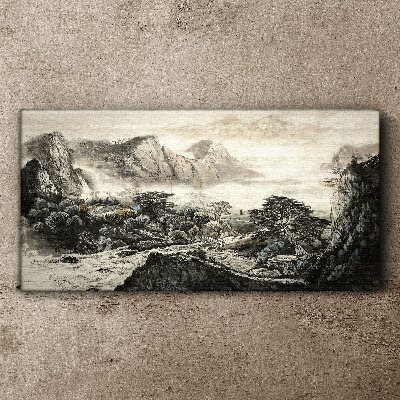 Canvas schilderij Mistige bergvallei