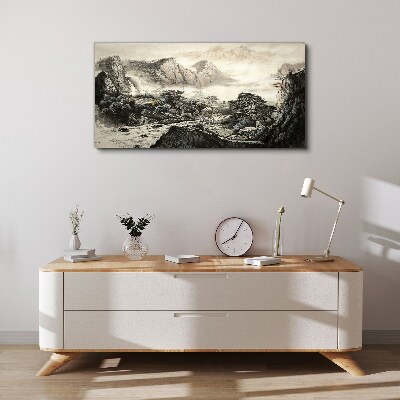 Canvas schilderij Mistige bergvallei