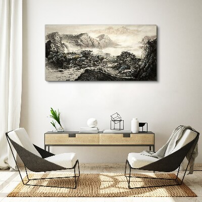 Canvas schilderij Mistige bergvallei