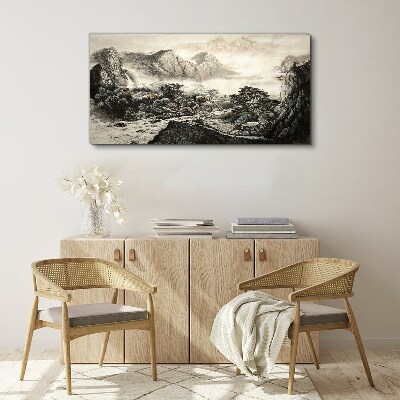 Canvas schilderij Mistige bergvallei