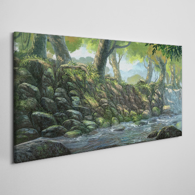 Foto op canvas Een groene hoek met een waterval