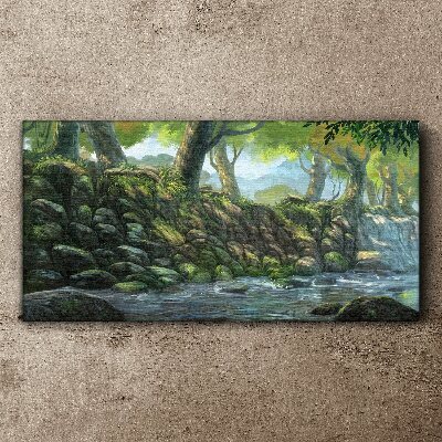 Foto op canvas Een groene hoek met een waterval