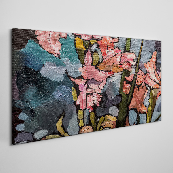 Canvas schilderij Een bloemenlandschap in roze tinten