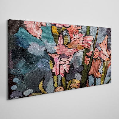 Canvas schilderij Een bloemenlandschap in roze tinten