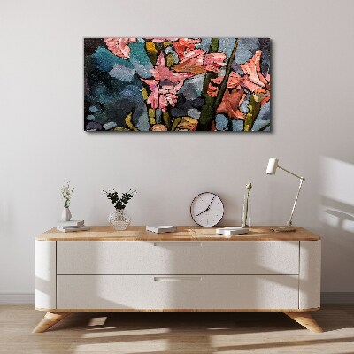 Canvas schilderij Een bloemenlandschap in roze tinten