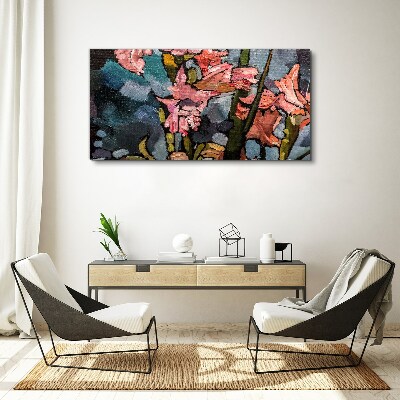 Canvas schilderij Een bloemenlandschap in roze tinten