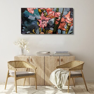 Canvas schilderij Een bloemenlandschap in roze tinten