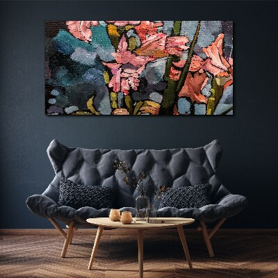 Canvas schilderij Een bloemenlandschap in roze tinten