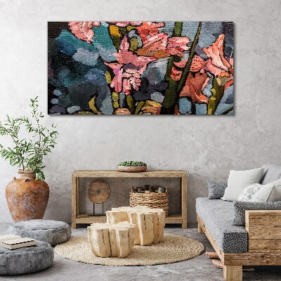 Canvas schilderij Een bloemenlandschap in roze tinten