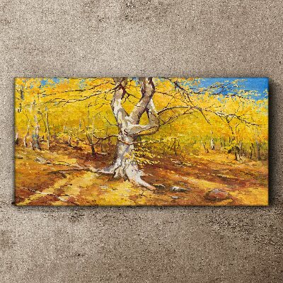 Foto op canvas Gouden bos in herfstaura