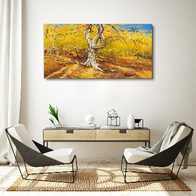 Foto op canvas Gouden bos in herfstaura