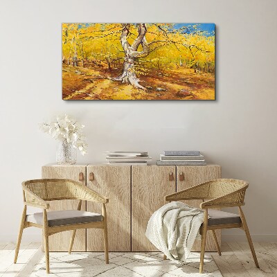 Foto op canvas Gouden bos in herfstaura