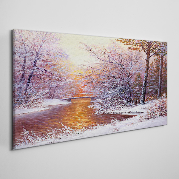 Canvas schilderij Winterlandschap met een rivier