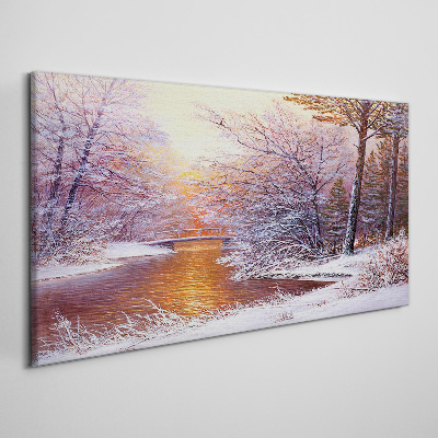Canvas schilderij Winterlandschap met een rivier