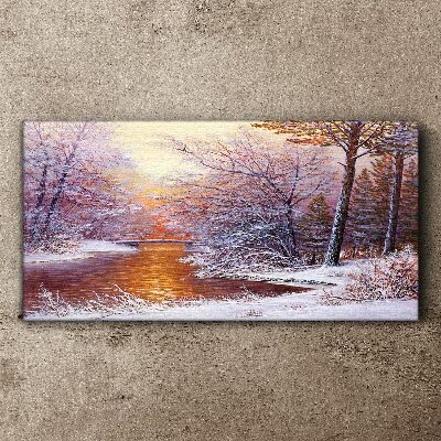 Canvas schilderij Winterlandschap met een rivier