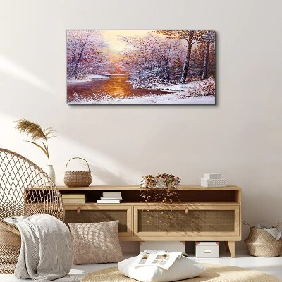 Canvas schilderij Winterlandschap met een rivier