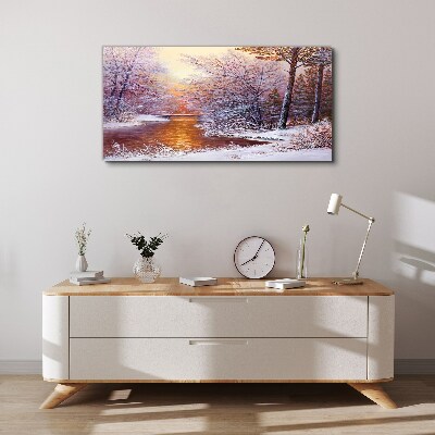 Canvas schilderij Winterlandschap met een rivier