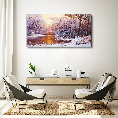 Canvas schilderij Winterlandschap met een rivier