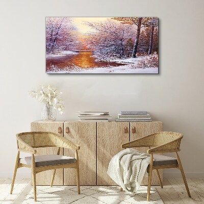 Canvas schilderij Winterlandschap met een rivier