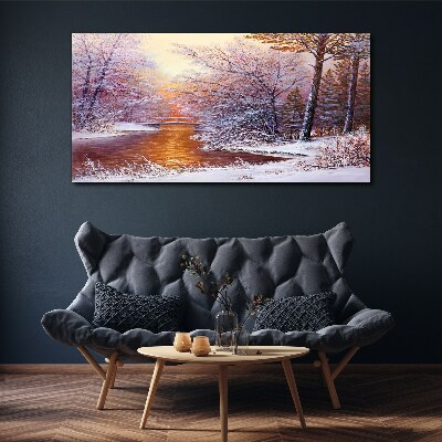 Canvas schilderij Winterlandschap met een rivier