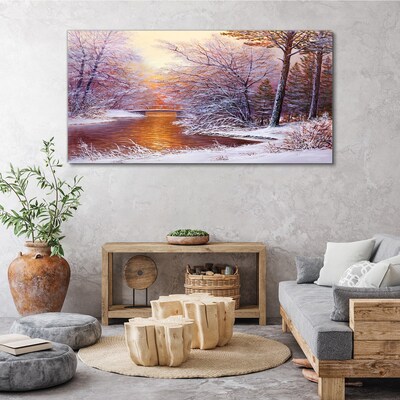 Canvas schilderij Winterlandschap met een rivier