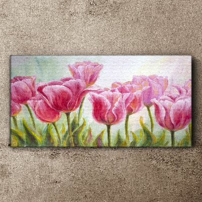 Foto op canvas Roze tulpen in lentepracht