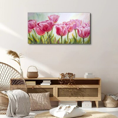 Foto op canvas Roze tulpen in lentepracht