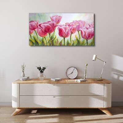 Foto op canvas Roze tulpen in lentepracht