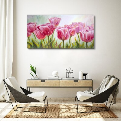 Foto op canvas Roze tulpen in lentepracht