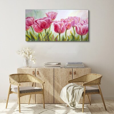 Foto op canvas Roze tulpen in lentepracht