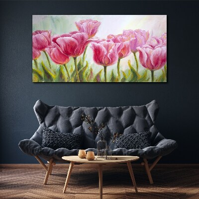 Foto op canvas Roze tulpen in lentepracht