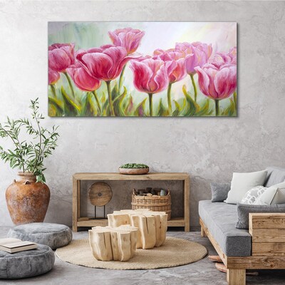 Foto op canvas Roze tulpen in lentepracht