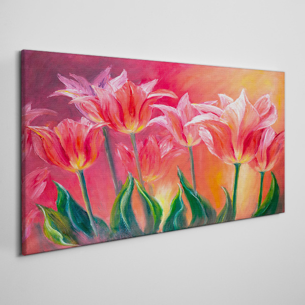 Canvas schilderij Tulpen in tinten roze