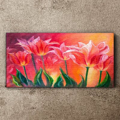 Canvas schilderij Tulpen in tinten roze