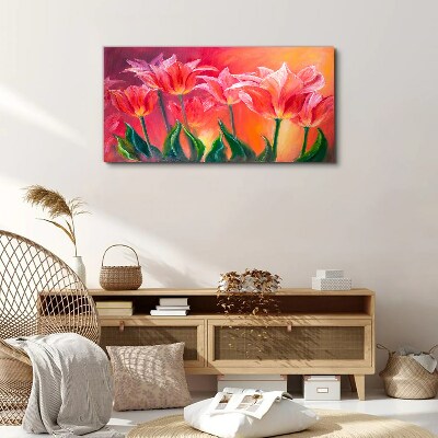 Canvas schilderij Tulpen in tinten roze