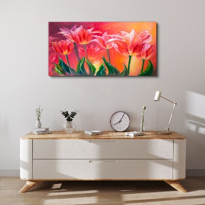 Canvas schilderij Tulpen in tinten roze