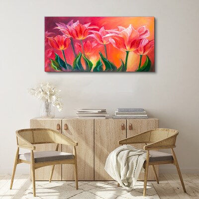 Canvas schilderij Tulpen in tinten roze