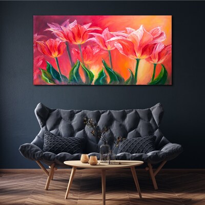 Canvas schilderij Tulpen in tinten roze